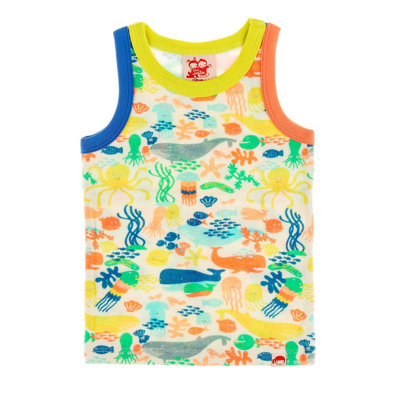 TRESTLES Tots Organic Cotton Printed Vest Top/Multicoloured (Under The Sea) 