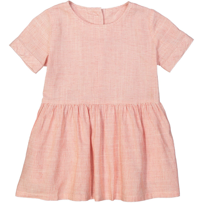 YOKOHAMA Tots Linen & Cotton Smock Dress/Coral 