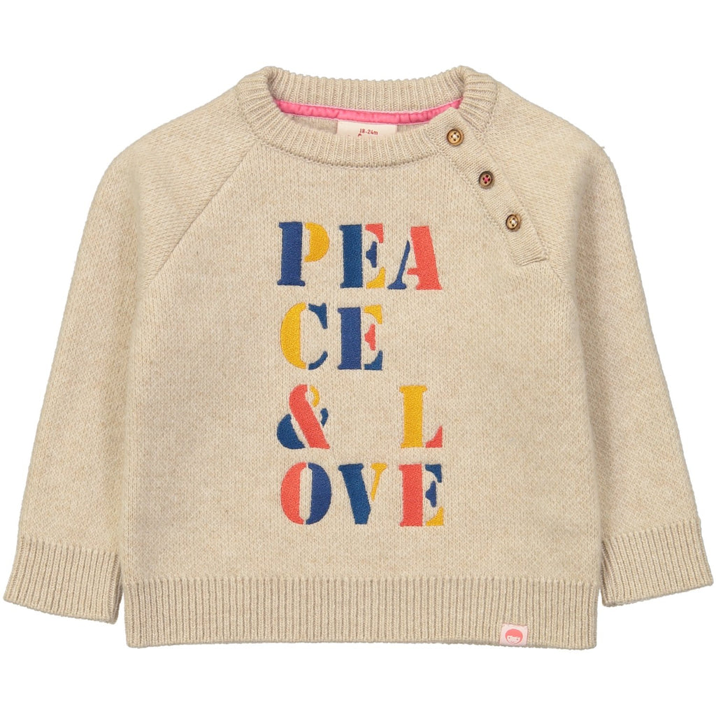 YUJO Knit & Embroidered Jumper/Cream (Peace & love) 